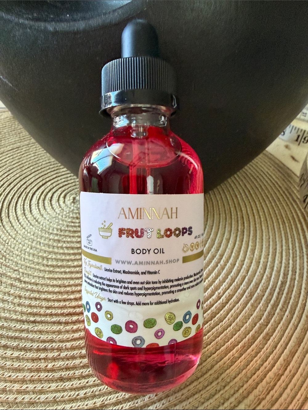 Aminnah Fruit Loops Pink Body Oil - Nourishing Moisture Serum 4 Oz.